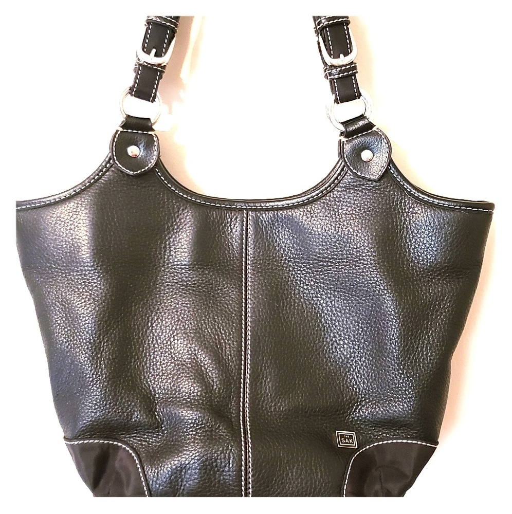 The Sak Black Pebbled Leather Bucket Bag